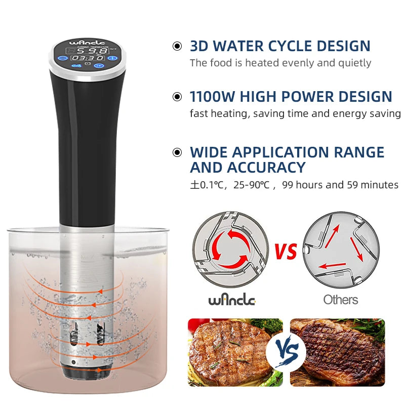 Sous Vide Cooker | Precision Immersion Circulator with Digital Timer for Perfect Cookery